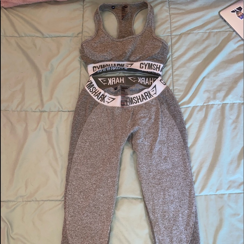 Olive Green Gymshark leggings and sports bra set.